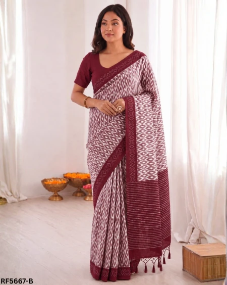 Cotton Digital Print Saree with Unstitched Blouse Elegant Traditional & Festive Wear!