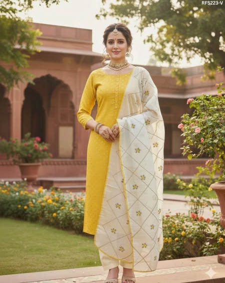 Banarasi Jacquard Unstitched Suit Material with Cotton Silk Bottom!