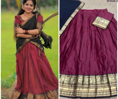 Kanchi Cotton Zari Weaving Lehenga Set with Georgette Dupatta!
