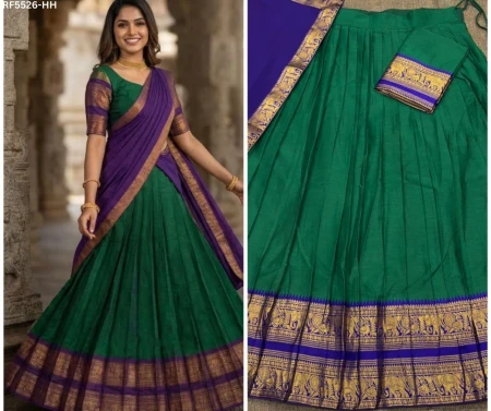 Kanchi Cotton Zari Weaving Lehenga Set with Georgette Dupatta!