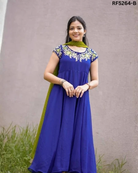 Elegant Soft Georgette Gown with Matching Dupatta!