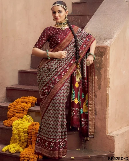 Luxury in Every Drape – Elegant P.V Silk Printed Saree!