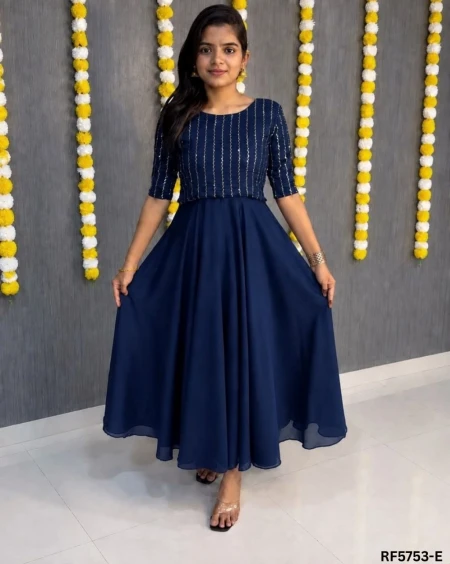 Vichithra Silk Gown with Heavy Beads Work Coat – Elegant Party & Festive Wear