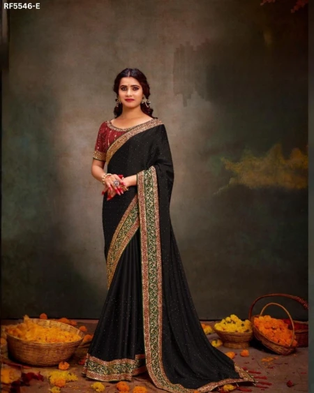 Satin Swarovski Work Saree Elegant Party Wear!