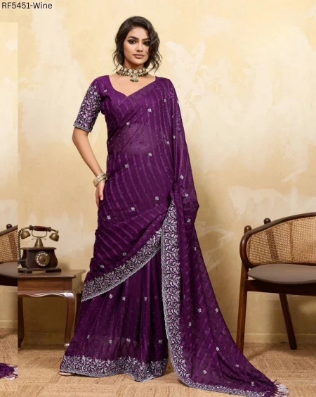 Chiffon Multi Panel Work  Saree with Matching Blouse!