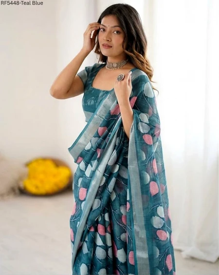 Linen Saree with Zari Border Elegant Lightweight!