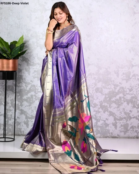 Elegant Paithani Silk Saree with Golden Zari & Meenakari Motifs!