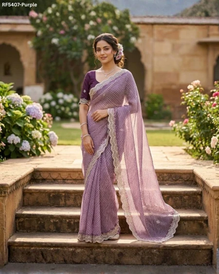 Kota Silk Saree with Weaving and Sequence Work Contrast Blouse Elegant Festive Wear for Women!