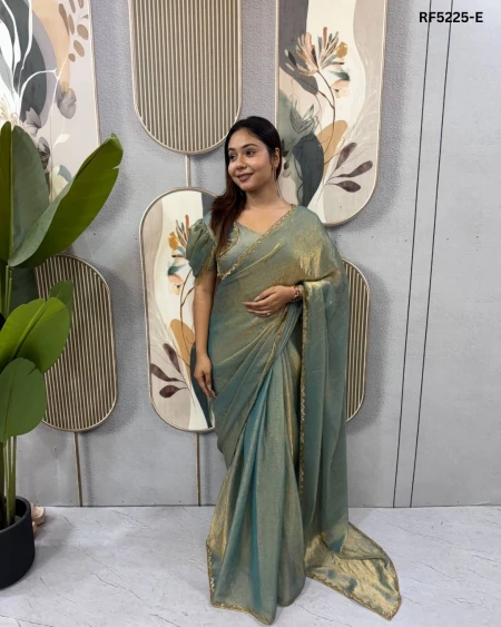 Elegant Space Silk Gown Saree with Four-Side Beads Lace!