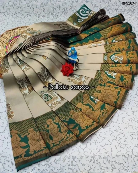 Premium Banarasi Silk Saree with Flower–Mina Design & Rich Zari Pallu!