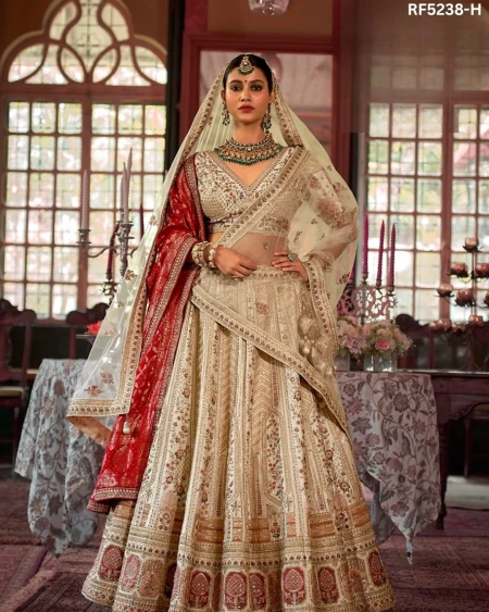 Designer Raw Silk Embroidered Lehenga Choli with Stylish Double Dupatta!