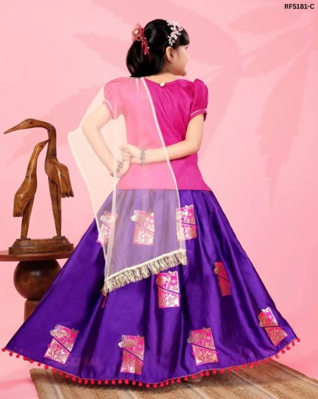 Beautiful Jacquard Art Silk Kid’s Pavadai Collection!