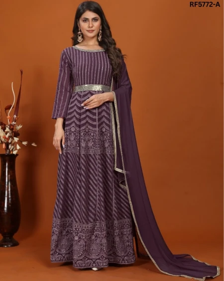 Premium Fox Embroidered Gown with Heavy Najmin Lace Dupatta!