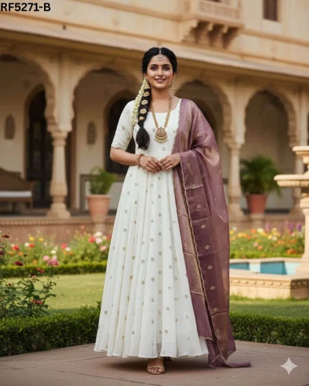 Elegant Soft Georgette Gown with Matching Dupatta!