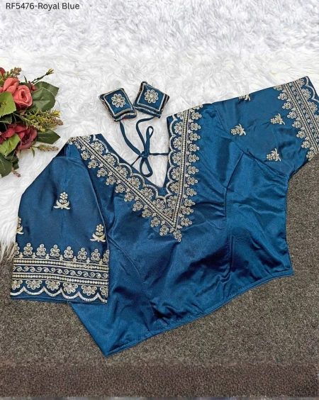 Satin Mosc Embroidered Readymade Blouse!