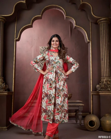 Handwork Kurti Set with Najmin Dupatta Elegant Ethnic Wear!