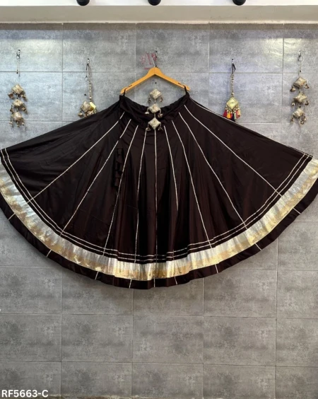 Rayon Cotton Full Flare Skirt with Heavy Lampi Border Elegant Ethnic Wear for Women.