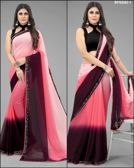Two Shade Georgette Saree with Sequence Lace Border!