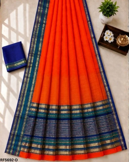 Elegant Doriya Cotton Printed Saree with Unstitched Blouse!