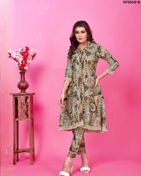 Rayon Handwork Kurti Set with Pocket Comfortable Ethnic Wear!
