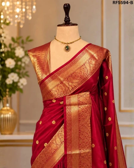 Banarasi Silk Saree with Soft Zari Weaving Border!