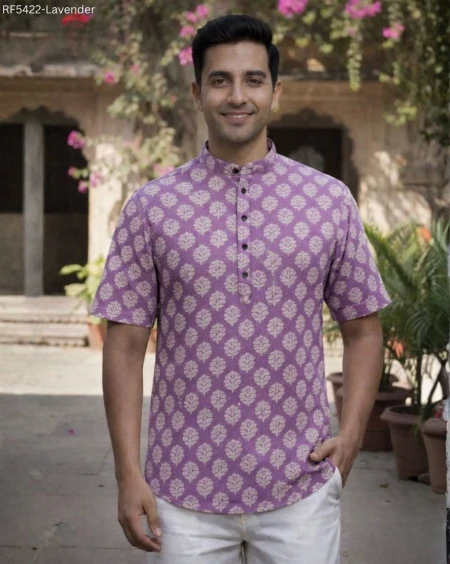 Cotton Printed Jippa Half Sleeves Casual Traditional Ethnic Wear Kurta for Men!