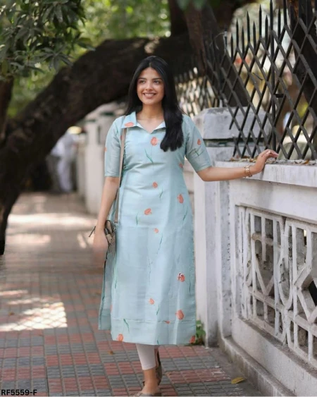 Cotton Printed Kurti with Crepe Inner Comfortable Daily Wear!