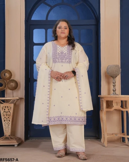 Premium Pure Cotton Embroidered Kurti Set with Mal Cotton Dupatta!