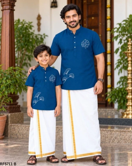 Father & Son Soft Magic Cotton Printed Jippa Combo – Stylish Traditional Wear!