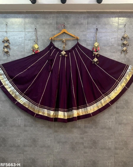 Rayon Cotton Full Flare Skirt with Heavy Lampi Border Elegant Ethnic Wear for Women.