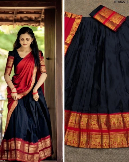 Kanjivaram Silk Zari Weaving Lehenga Set with Georgette Dupatta!