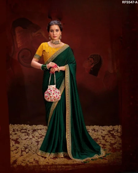 Vichitra Saree with Swarovski Sequence Border!