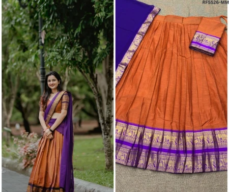 Kanchi Cotton Zari Weaving Lehenga Set with Georgette Dupatta!