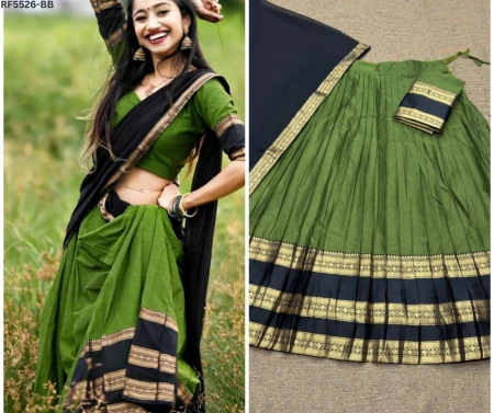 Kanchi Cotton Zari Weaving Lehenga Set with Georgette Dupatta!