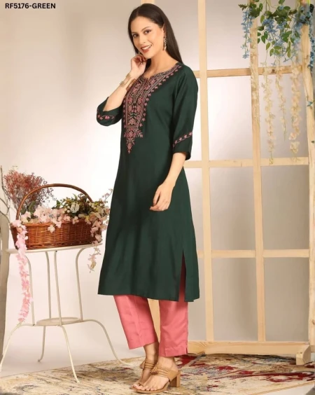 Viscose Rayon Embroidered Kurti  Elegant & Comfortable!