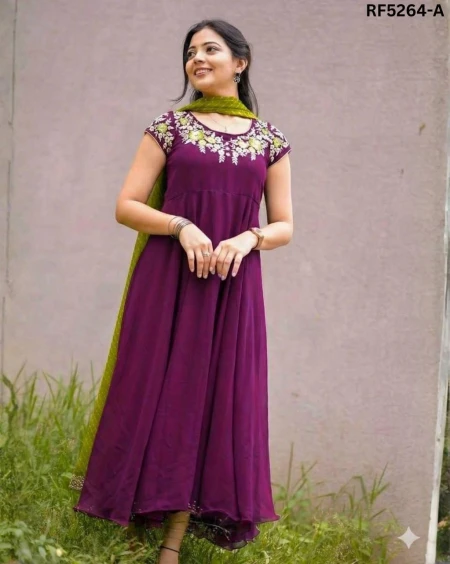 Elegant Soft Georgette Gown with Matching Dupatta!