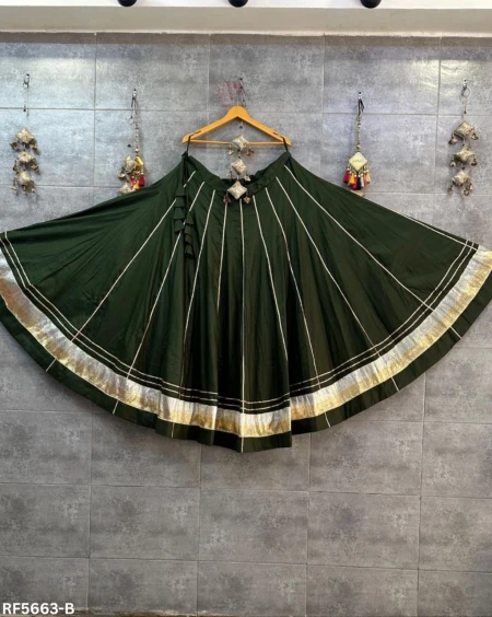 Rayon Cotton Full Flare Skirt with Heavy Lampi Border Elegant Ethnic Wear for Women.