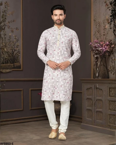 Cotton Digital Print Kurta Pajama with Lucknowi Handwork!
