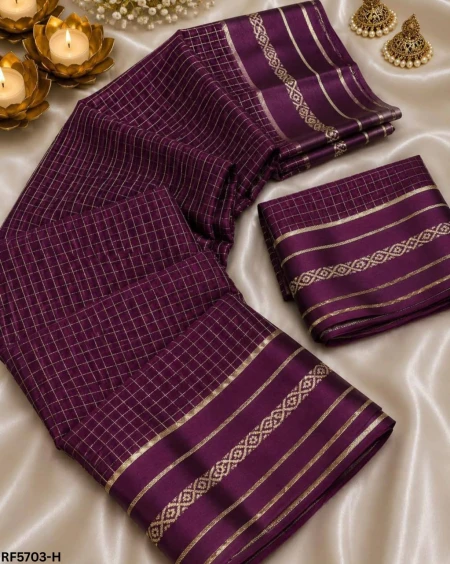 Elegant Viscose Georgette Digital Checks Print Saree – Stylish Traditional Wear for Women!