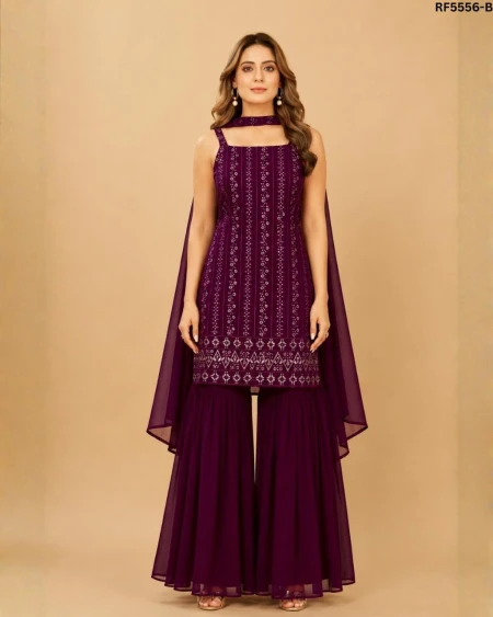 Fox Georgette Sequence Embroidered Sharara Set with Dupatta!