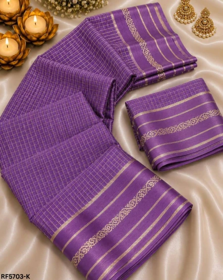 Elegant Viscose Georgette Digital Checks Print Saree – Stylish Traditional Wear for Women!