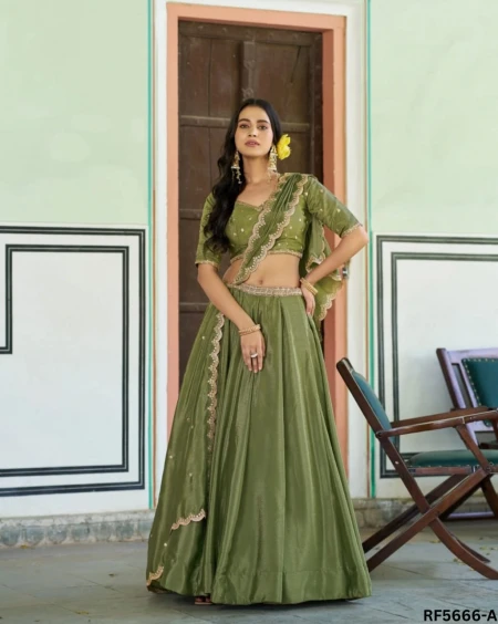 Soft Chinnon Silk Embroidered Lehenga Set Elegant Bridal & Festive Wear for Women!
