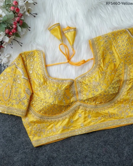 Satin Mosc Embroidered Readymade Blouse Princess Cut!