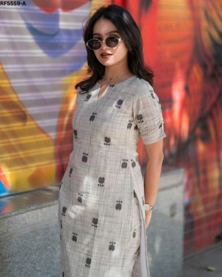 Cotton Printed Kurti with Crepe Inner Comfortable Daily Wear!