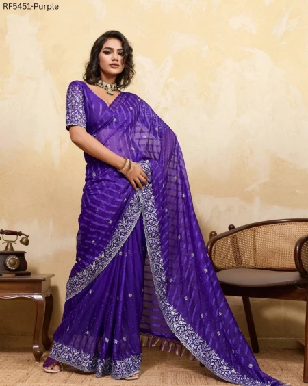 Chiffon Multi Panel Work  Saree with Matching Blouse!