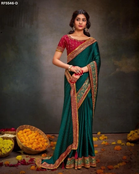 Satin Swarovski Work Saree Elegant Party Wear!