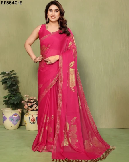 Georgette Silk Foil Work Saree with Unstitched Blouse!