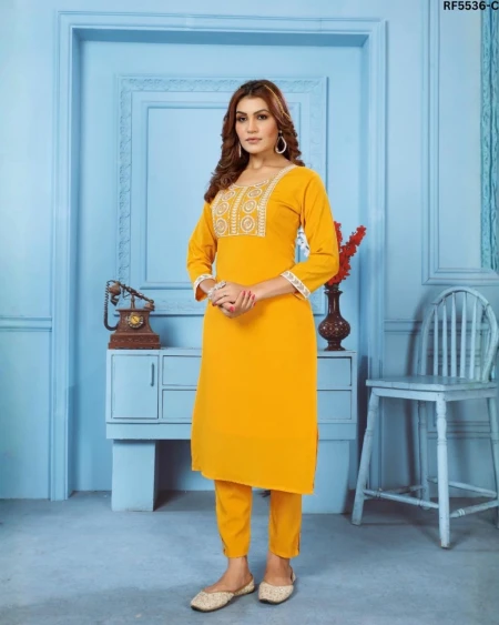 Wrinkle Cotton Embroidered Kurti Set with Two Pockets  daily Wear!
