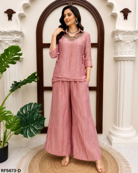 Salsa Crushed Handwork Co-ord Set with Shirt, Shrug & Pant Elegant Party Wear!