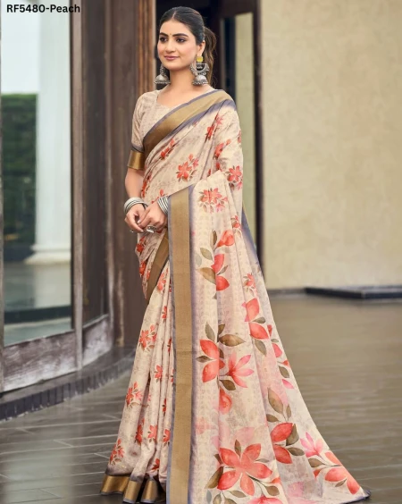 Cotton Floral Print Comfortable Daily Wear Saree!